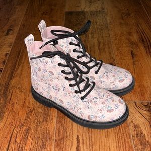 Pink- Floral Combat Boots. Art Class. Size 5